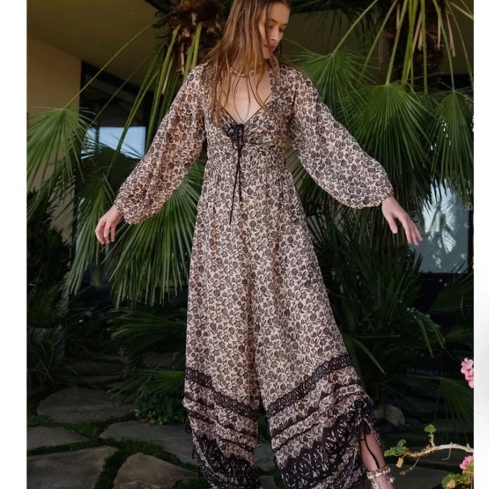 NEW FREE PEOPLE FLORAL SOULMATE JUMPSUIT PANTS ONE